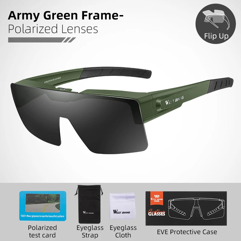 WEST BIKING Photochromic Cycling Glasses Sports Sunglasses Men Fit Over Myopia MTB Road Cycling Eyewear Fishing Driving Goggles