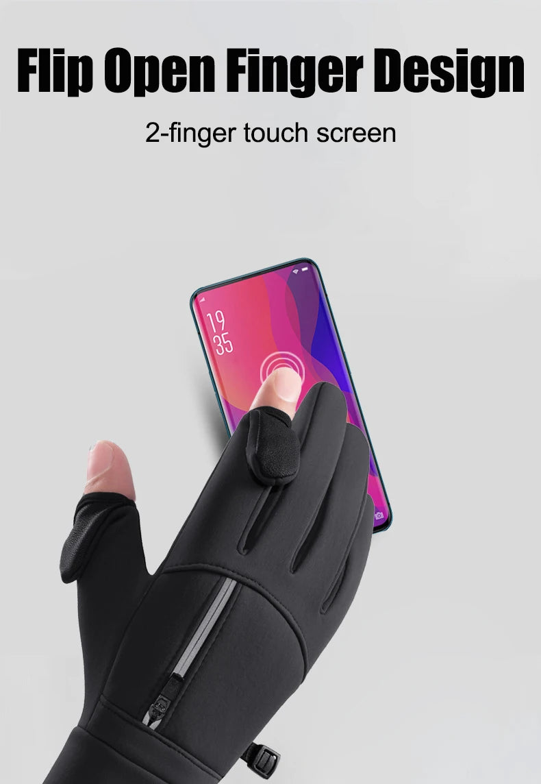 Winter Warm Touch Screen Gloves Outdoor Windproof Waterproof Cold-proof Gloves Men Driving Cycling Fishing Ski Gloves