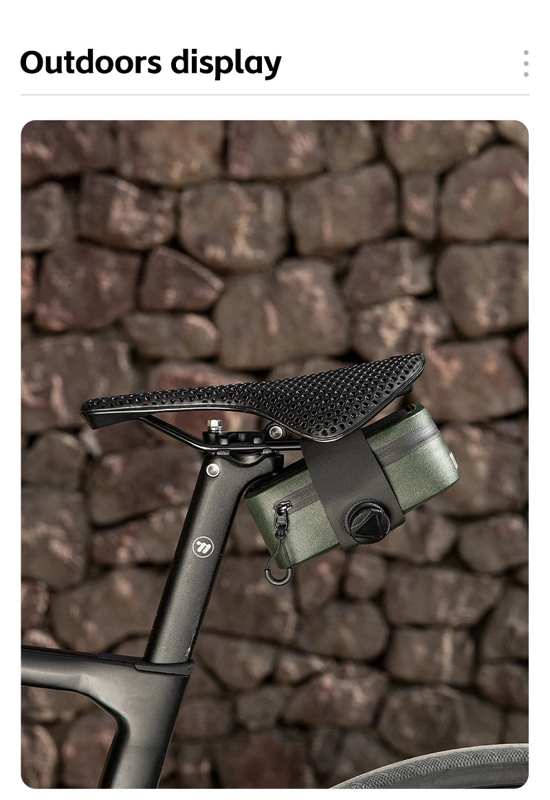 WEST BIKING Bicycle Saddle Bag 600D TPU Seamless Waterproof Wear-Resistant Rotating Lacing Buckle Mini Saddlebag Bike Accessory