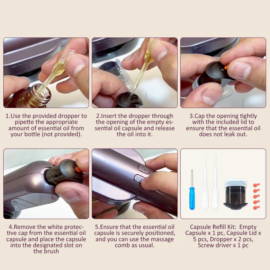 4in1 NIR Massage Comb Essential Hair Oil Applicator Bomb Included Head Spa Relaxation Treatment Plasma Photon Hair Comb Massager