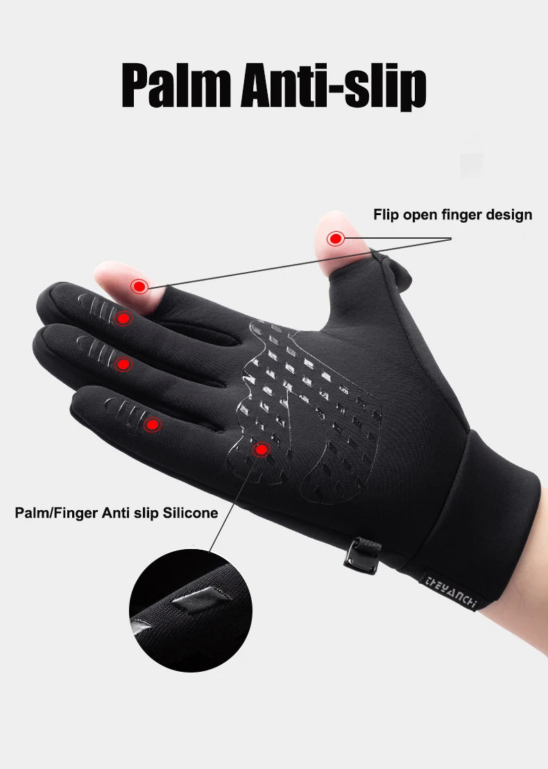 Winter Warm Touch Screen Gloves Outdoor Windproof Waterproof Cold-proof Gloves Men Driving Cycling Fishing Ski Gloves