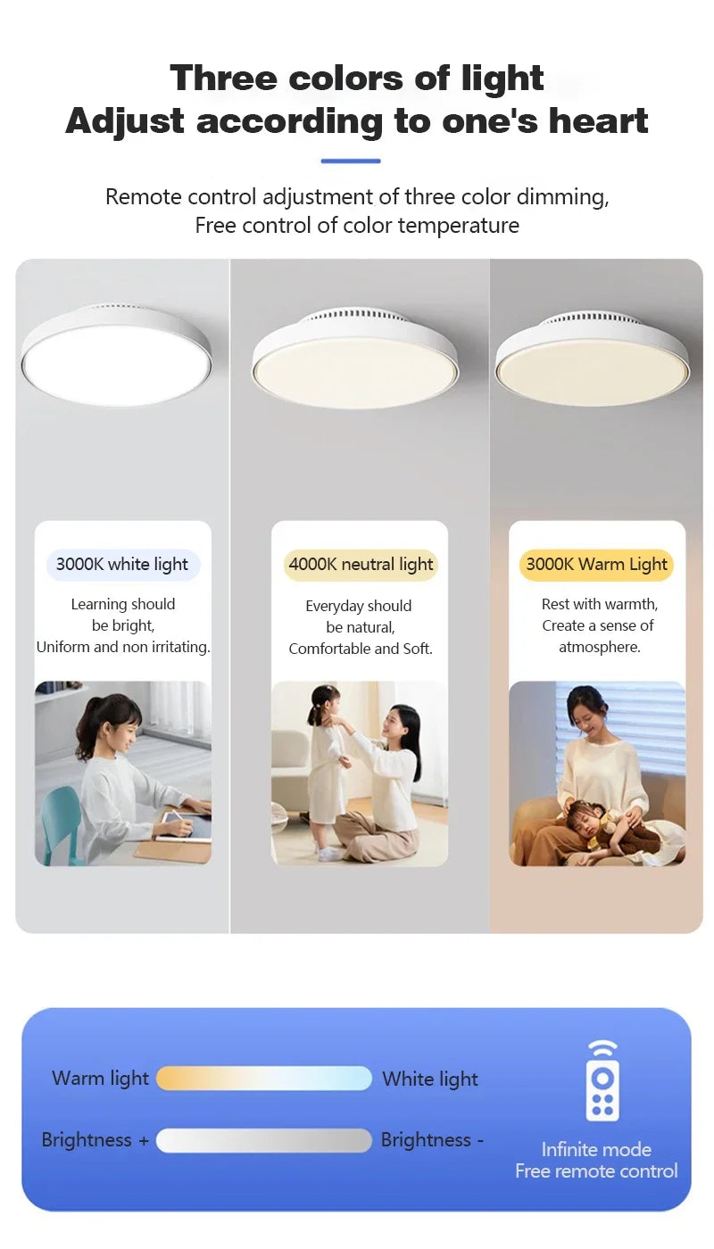 Modern LED Ceiling Fan Lights Invisible Leaf Less Low Decibel Remote Dimming Fan Lights Bedroom Living Room Home Electric Fan