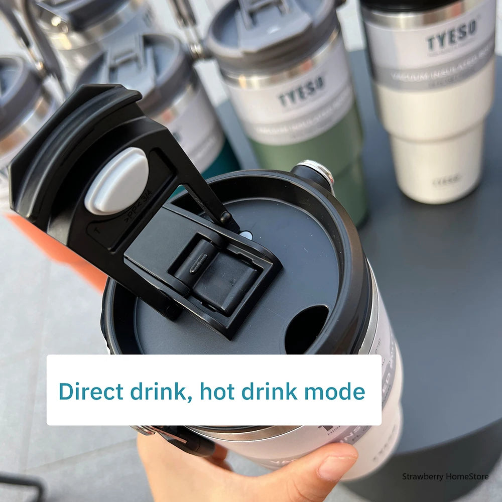 TYESO Stainless Steel Double-layer Coffee Cup Cold And Hot Car Mug Vacuum Flask Travel Thermos Bottle Portable Car Water Bottle