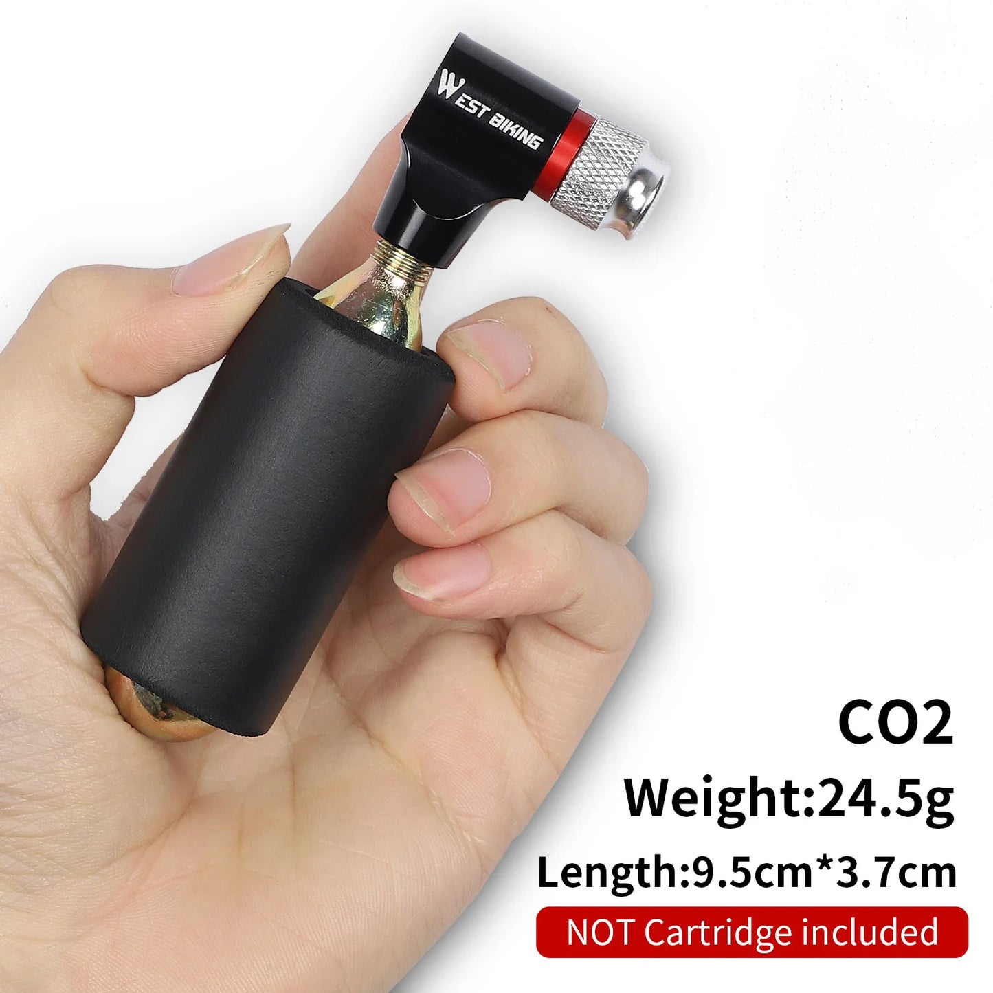 WEST BIKING Portable Bike Pump CO2 Air Inflator Insulated Cover Schrader & Presta Valve Mini Bicycle Pump Bicycle Accessories