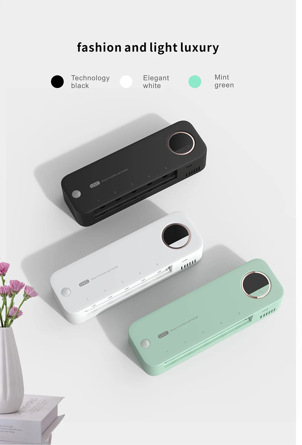 New Xiaomi UV Toothbrush Razor Storage Sterilizer LED Display Rechargeable Tooth Brush Holder Wall-Mount Bathroom Accessories