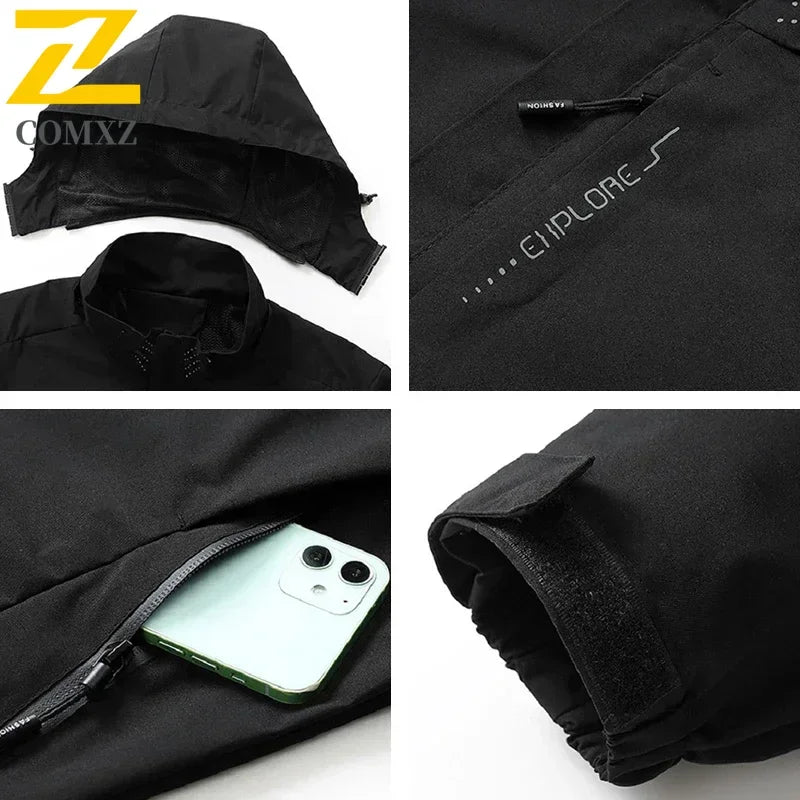 Men Casual Jacket Outdoor Windproof Waterproof Athletes Spring Autumn New  Men Jacket Coat Detachable Hat Jackets Male M-5XL