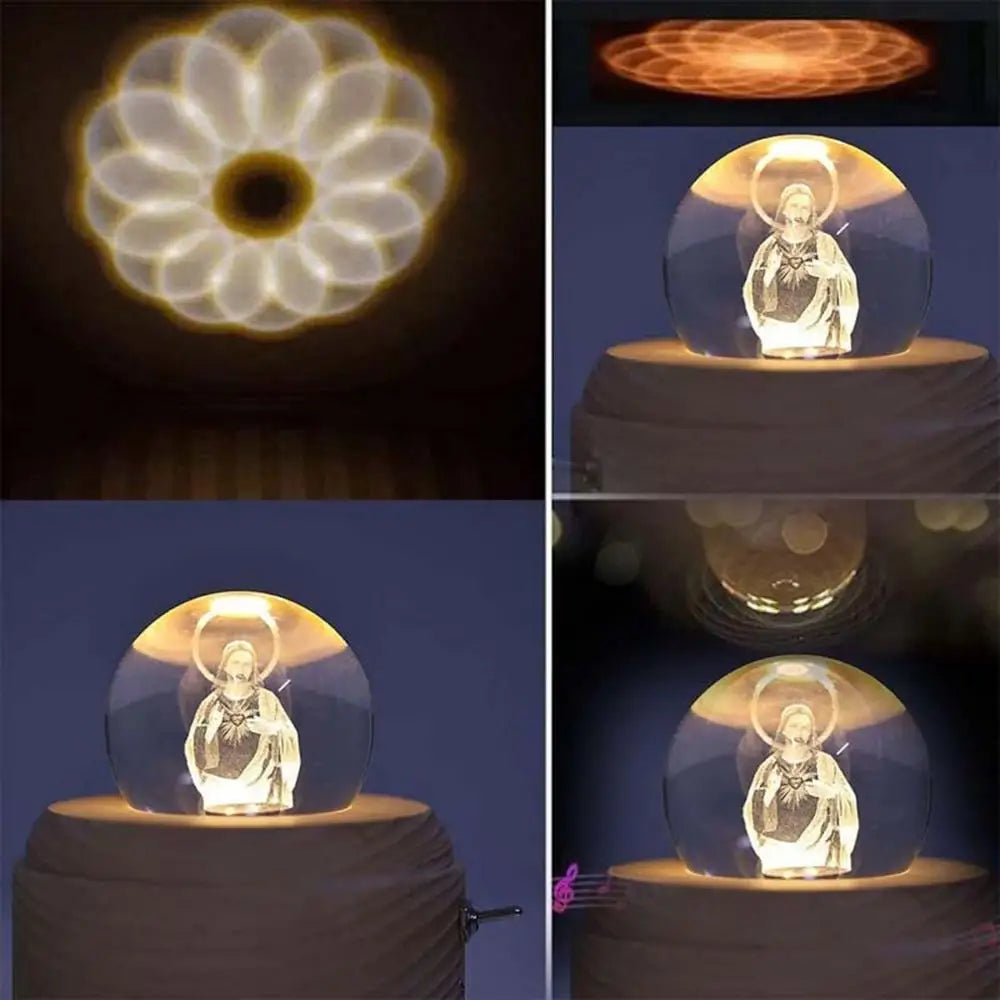 Christmas Crystal Ball Night Light 3D Crystal Sphere With LED Light USB Powered Lamp For Bedroom Desk Ornament Christian Decor