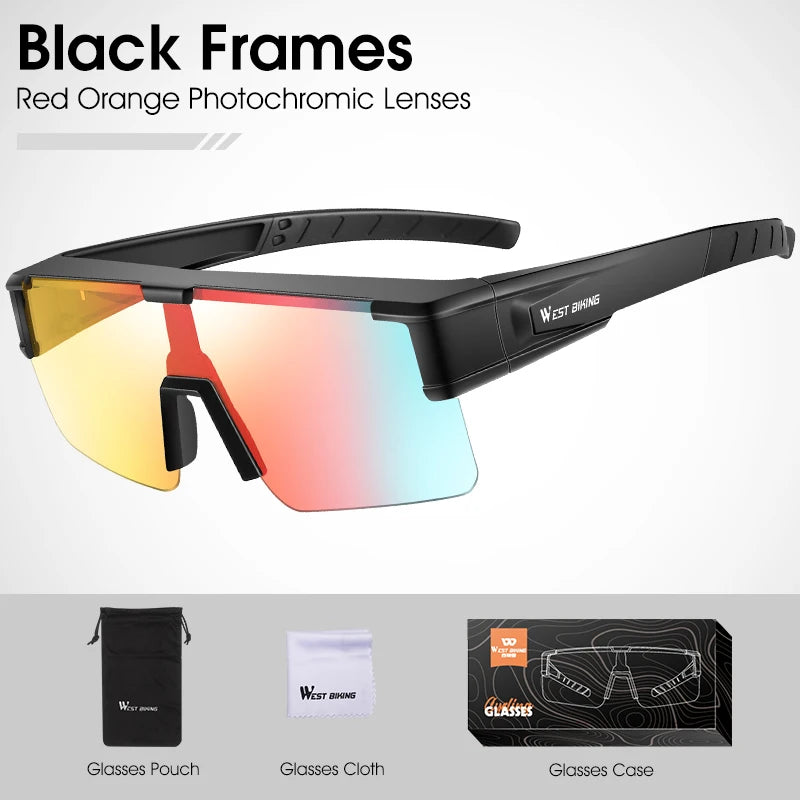 WEST BIKING Cycling Glasses Photochromic MTB Road Bike Glasses UV400 Protection Sunglasses Sport Polarized Eyewear Goggles