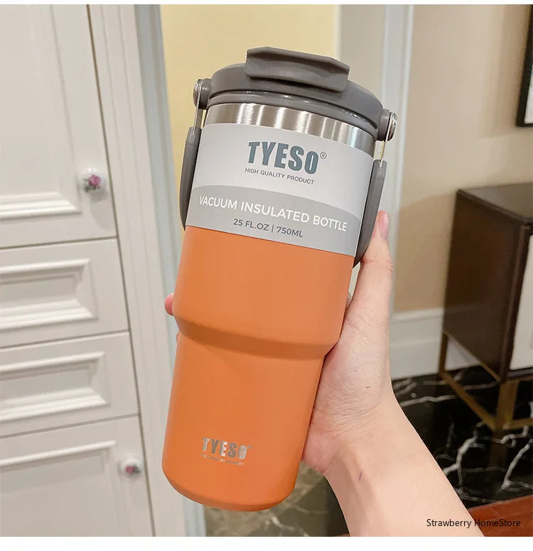TYESO Stainless Steel Double-layer Coffee Cup Cold And Hot Car Mug Vacuum Flask Travel Thermos Bottle Portable Car Water Bottle