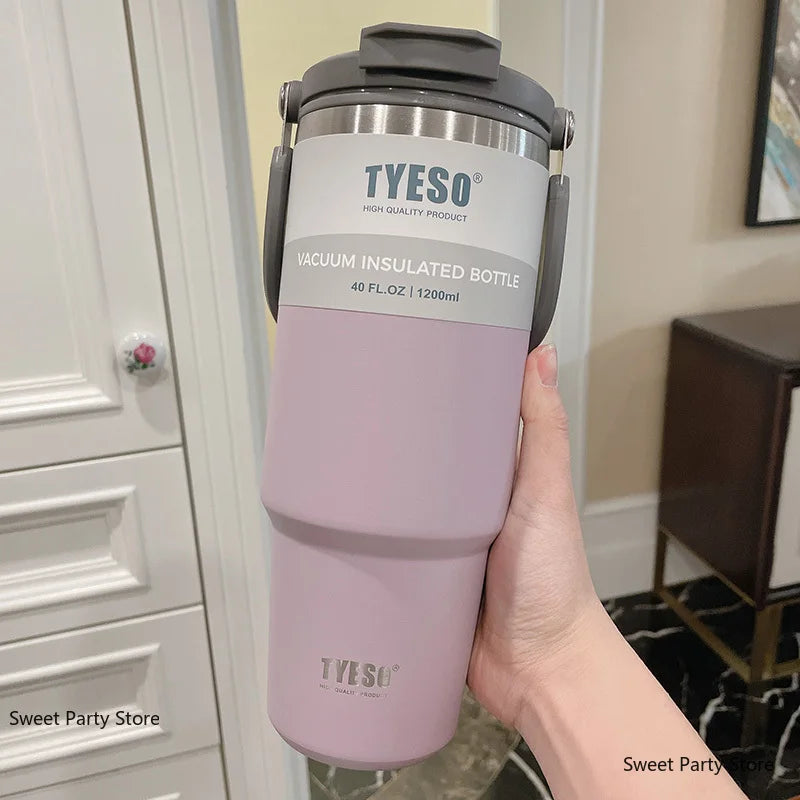 TYESO Stainless Steel Double-layer Coffee Cup Cold And Hot Car Mug Vacuum Flask Travel Thermos Bottle Portable Car Water Bottle