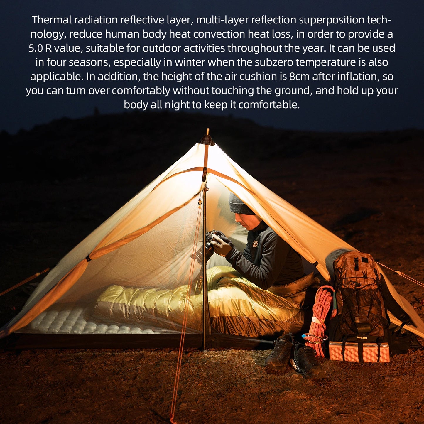 Qunature Outdoor Camping Inflatable Mattress Sleeping Pad Ultralight Hiking Waterproof Picnic Pad Foldable Sleeping Mattress
