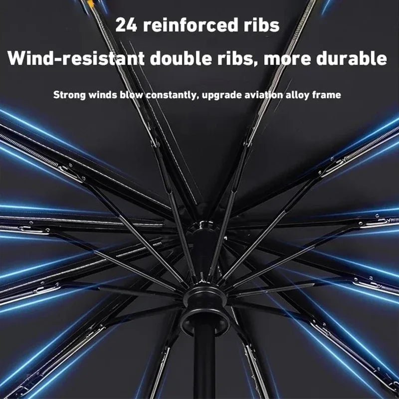 Xiaomi 24 Automatic Umbrella Open Close Light Collapsible Large Format Outdoor Sunshade UV Protection Automatic Umbrella Bone Solid Color