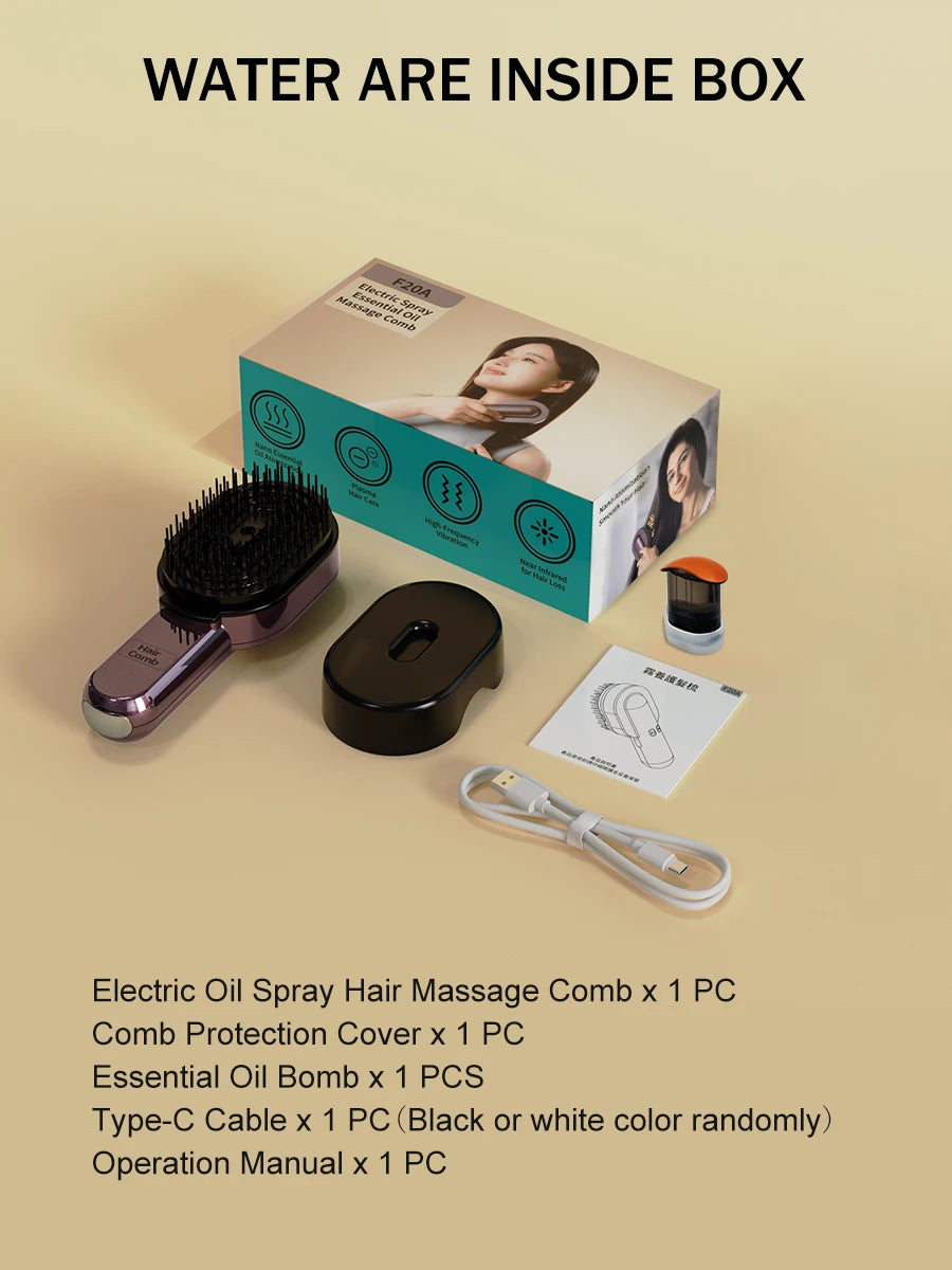 4in1 NIR Massage Comb Essential Hair Oil Applicator Bomb Included Head Spa Relaxation Treatment Plasma Photon Hair Comb Massager