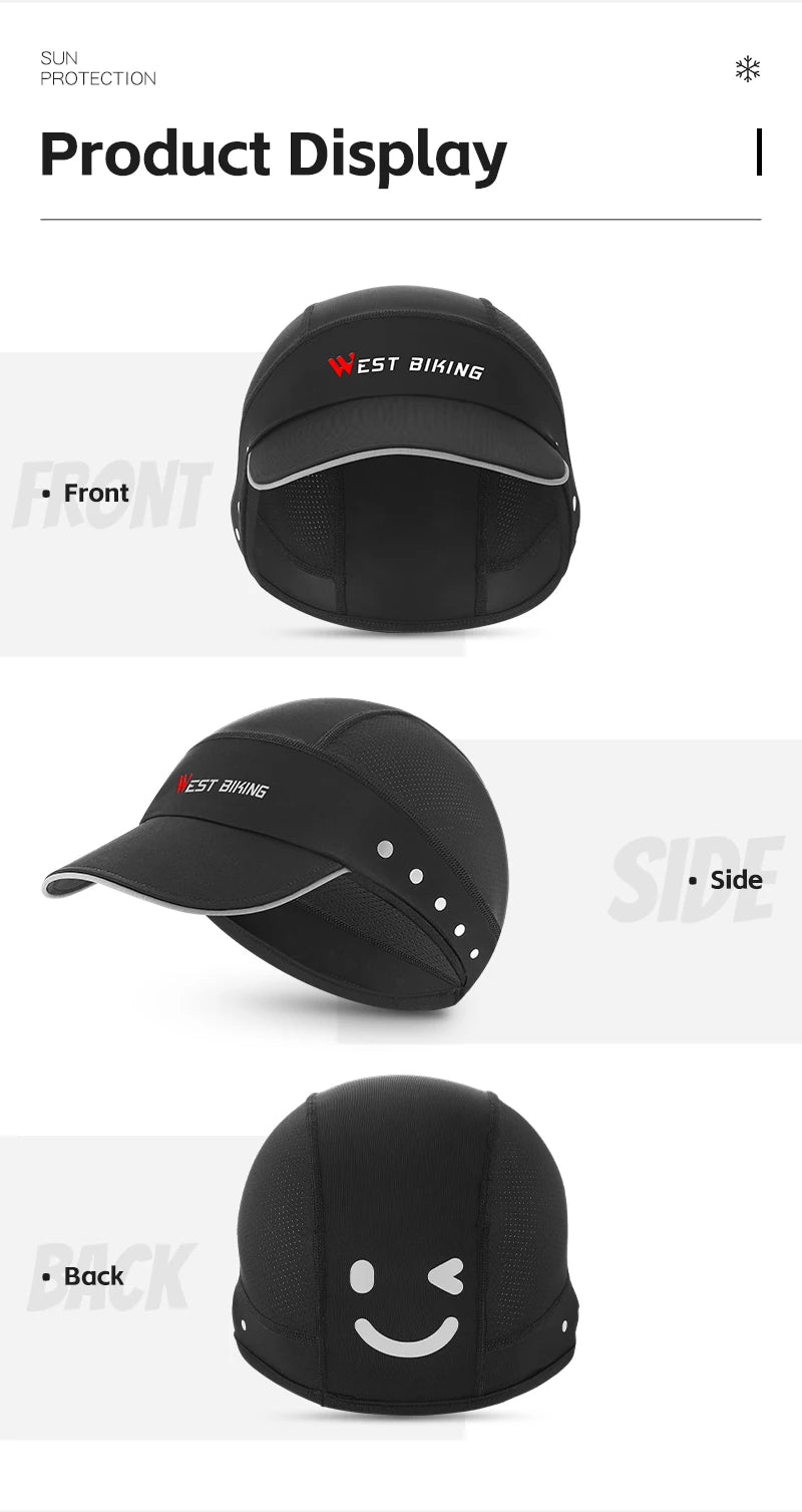 WEST BIKING Cycling Cap With Brim Sun Protection Summer Breathable Sports Quick Dry Bicycle Hat Men Bike Headwear Gorra Ciclismo