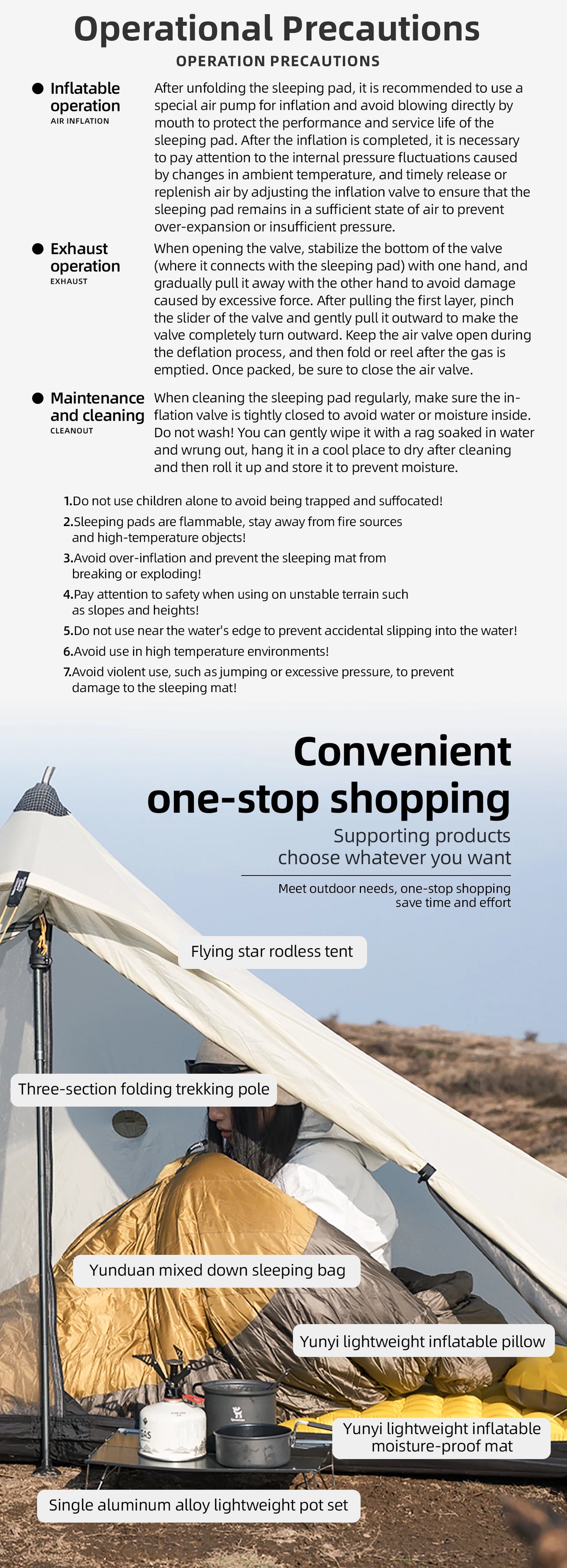 Qunature Outdoor Camping Inflatable Mattress Sleeping Pad Ultralight Hiking Waterproof Picnic Pad Foldable Sleeping Mattress