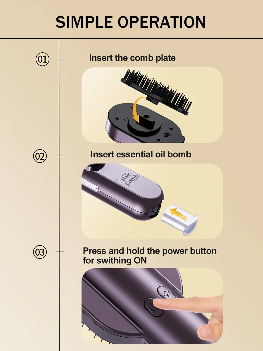4in1 NIR Massage Comb Essential Hair Oil Applicator Bomb Included Head Spa Relaxation Treatment Plasma Photon Hair Comb Massager