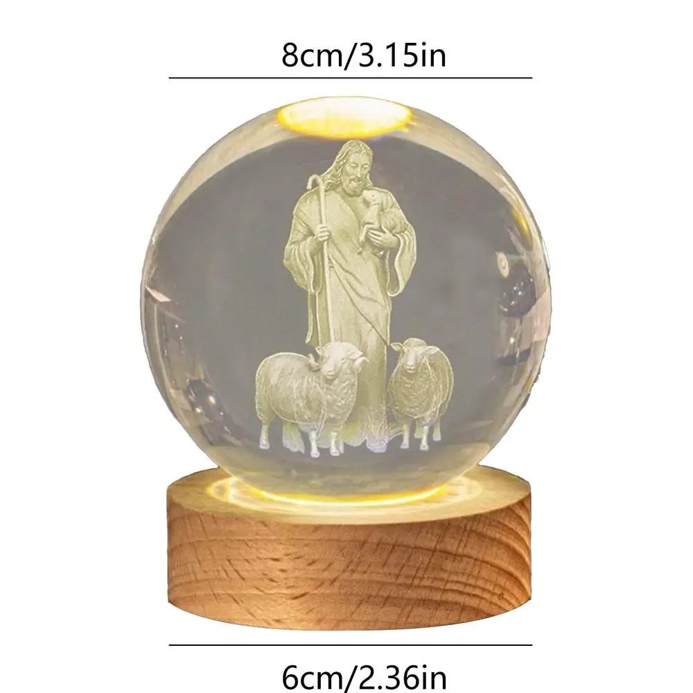 Christmas Crystal Ball Night Light 3D Crystal Sphere With LED Light USB Powered Lamp For Bedroom Desk Ornament Christian Decor