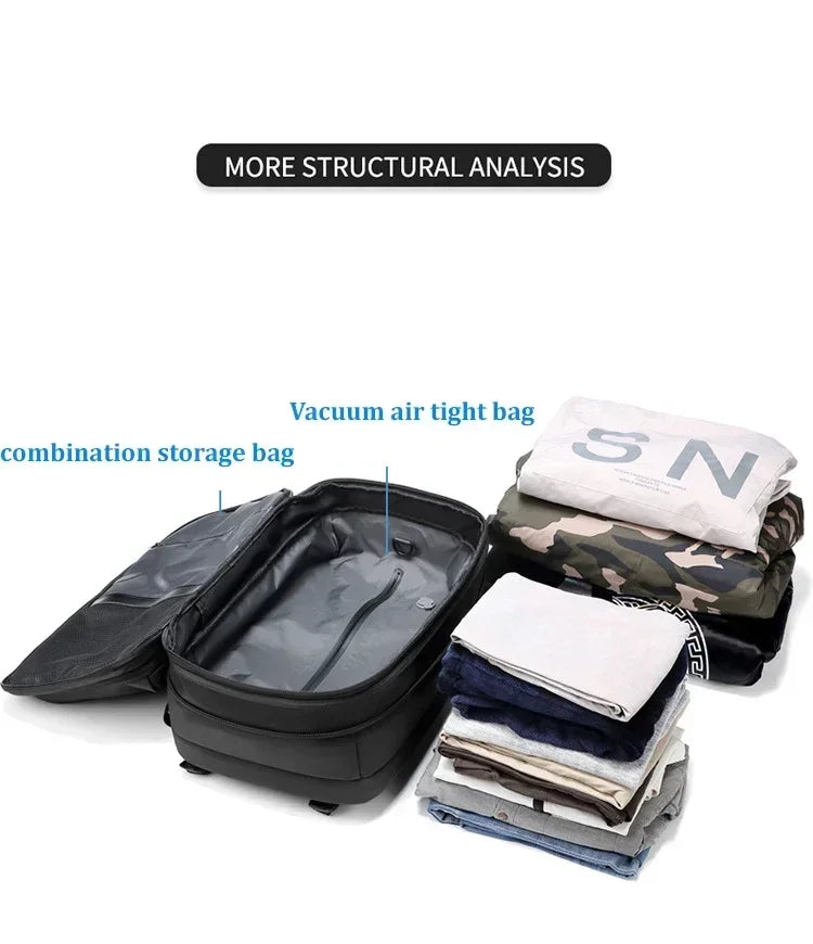 Travel Men 17 Inch Laptop Backpack Vacuum Compression Backpack Business Large Capacity School Backpack Expand Outdoor