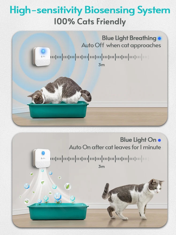 DownyPaws 4000mAh Smart Cat Odour Purifier For Cat Litter Box Deodorizer Pet Toilet Air Purifier Dog Cat Litter Deodorant