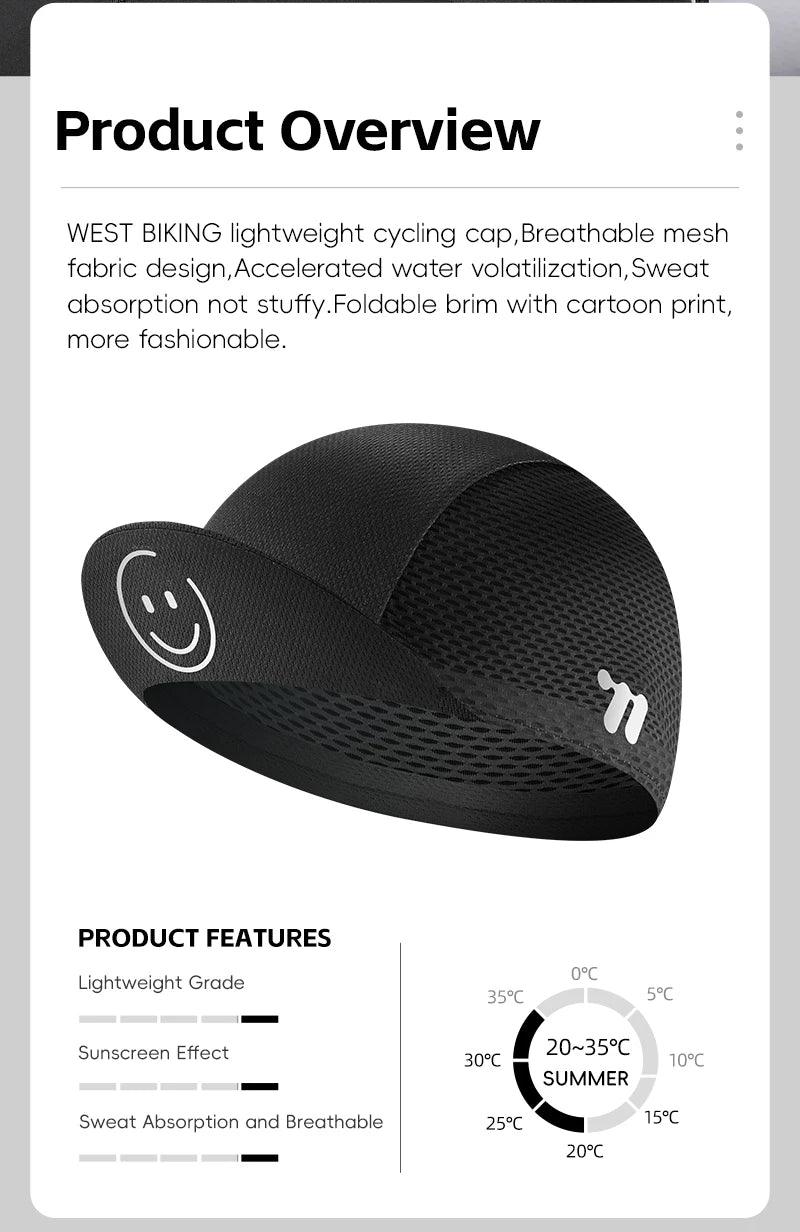 WEST BIKING Cycling Cap With Brim Sun Protection Summer Breathable Sports Quick Dry Bicycle Hat Men Bike Headwear Gorra Ciclismo