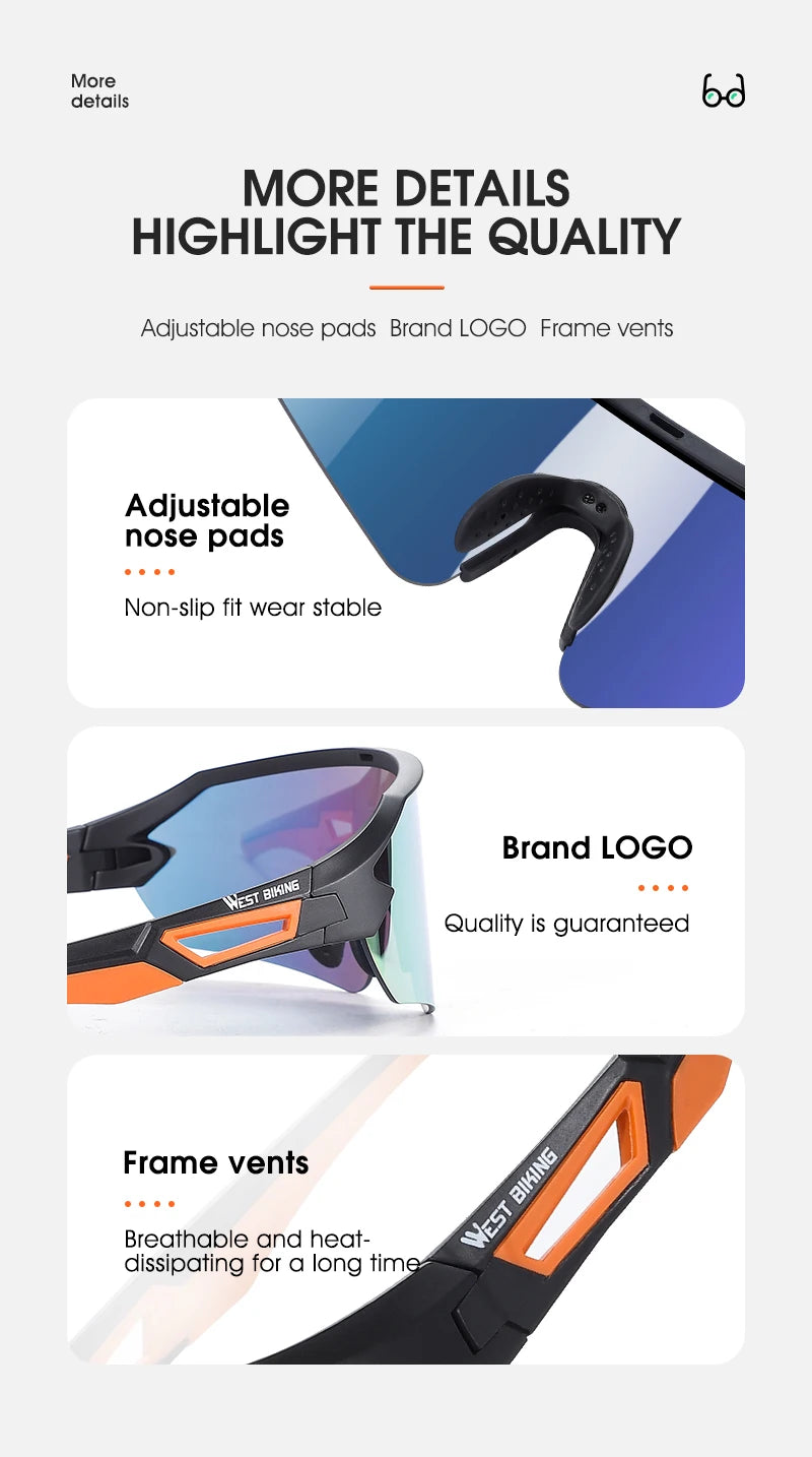 WEST BIKING Cycling Glasses for Men Women UV 400 Sports Sunglasses PU Windproof Biking Goggles for Running Hiking Golf Driving