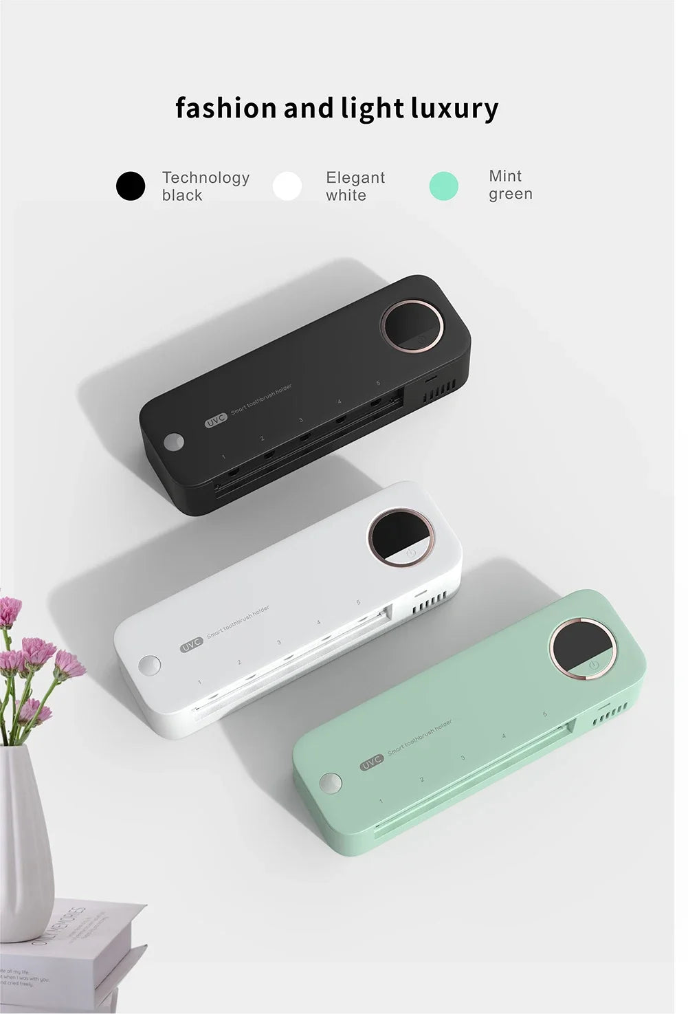 New Xiaomi UV Toothbrush Razor Storage Sterilizer LED Display Rechargeable Tooth Brush Holder Wall-Mount Bathroom Accessories