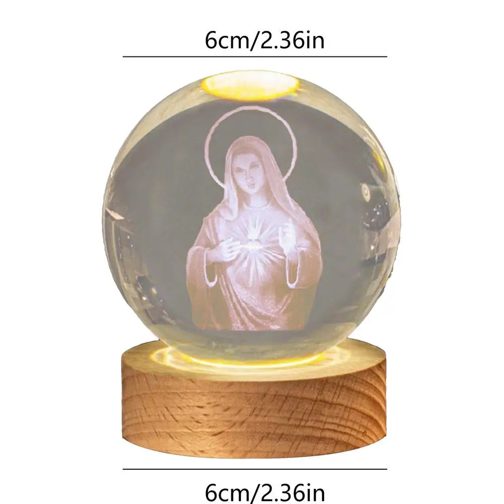 Christmas Crystal Ball Night Light 3D Crystal Sphere With LED Light USB Powered Lamp For Bedroom Desk Ornament Christian Decor