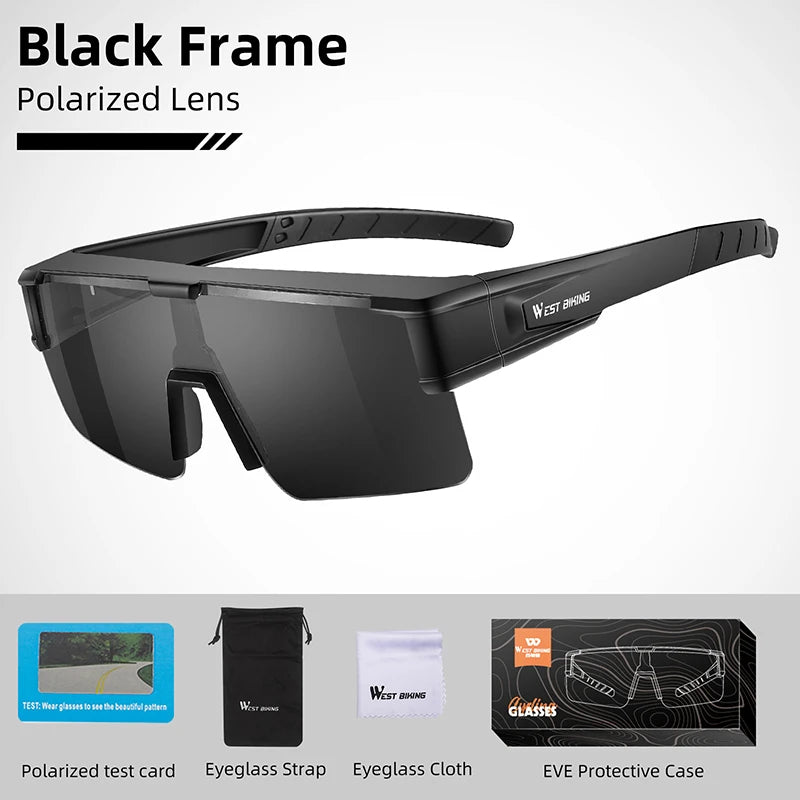 WEST BIKING Cycling Glasses Photochromic MTB Road Bike Glasses UV400 Protection Sunglasses Sport Polarized Eyewear Goggles