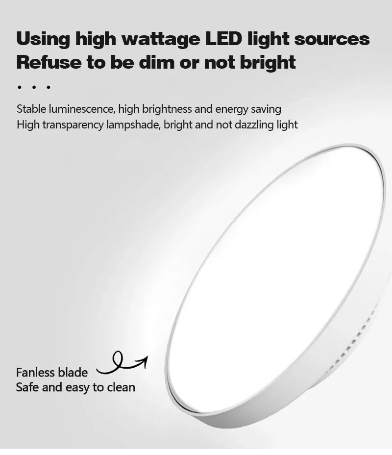Modern LED Ceiling Fan Lights Invisible Leaf Less Low Decibel Remote Dimming Fan Lights Bedroom Living Room Home Electric Fan