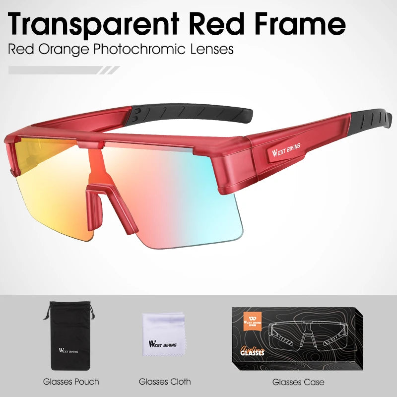 WEST BIKING Cycling Glasses Photochromic MTB Road Bike Glasses UV400 Protection Sunglasses Sport Polarized Eyewear Goggles