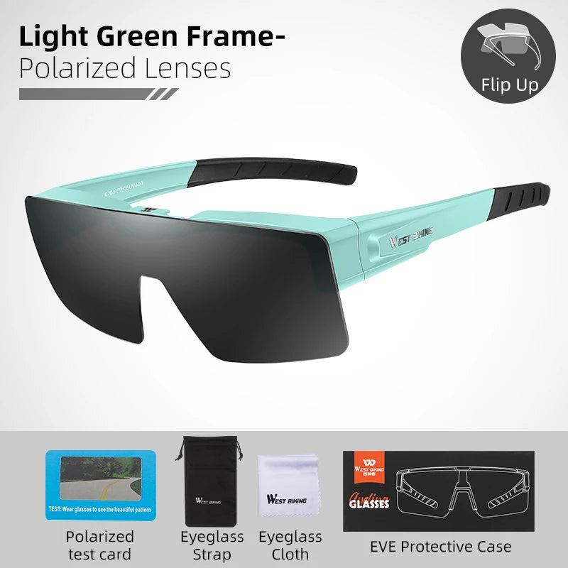 WEST BIKING Photochromic Cycling Glasses Sports Sunglasses Men Fit Over Myopia MTB Road Cycling Eyewear Fishing Driving Goggles