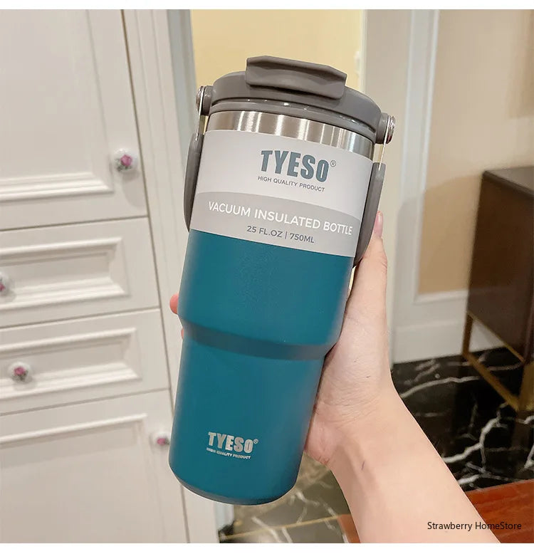 TYESO Stainless Steel Double-layer Coffee Cup Cold And Hot Car Mug Vacuum Flask Travel Thermos Bottle Portable Car Water Bottle