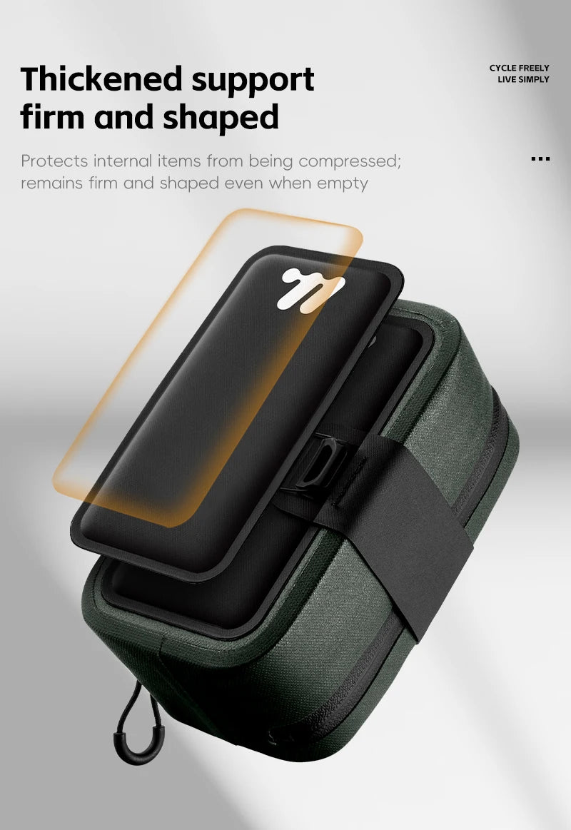 WEST BIKING Bicycle Saddle Bag 600D TPU Seamless Waterproof Wear-Resistant Rotating Lacing Buckle Mini Saddlebag Bike Accessory