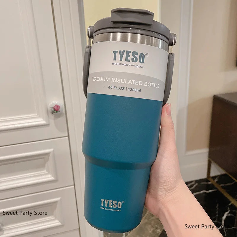 TYESO Stainless Steel Double-layer Coffee Cup Cold And Hot Car Mug Vacuum Flask Travel Thermos Bottle Portable Car Water Bottle