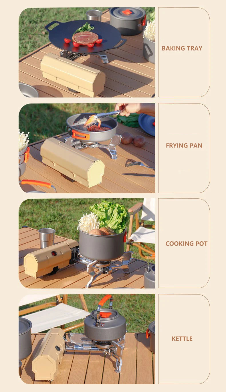 TARKA Camping Cassette Stove Outdoor Folding Gas Burner 2600w Fire Furnace Kitchen Cookware Suitable For Tourist Hiking Picnic