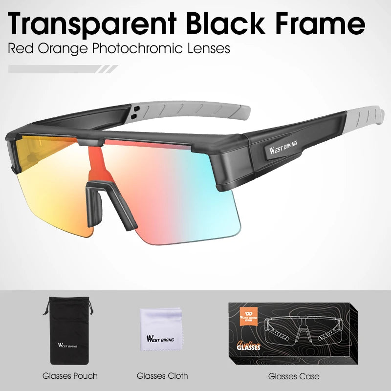 WEST BIKING Cycling Glasses Photochromic MTB Road Bike Glasses UV400 Protection Sunglasses Sport Polarized Eyewear Goggles