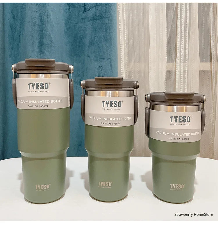 TYESO Stainless Steel Double-layer Coffee Cup Cold And Hot Car Mug Vacuum Flask Travel Thermos Bottle Portable Car Water Bottle