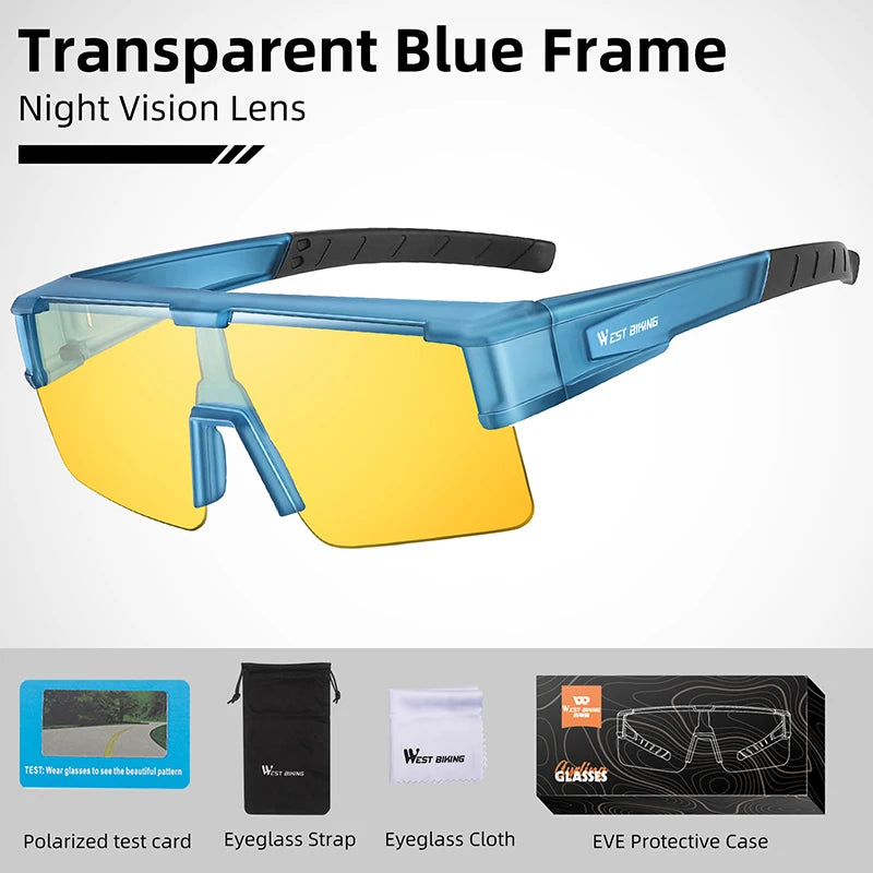 WEST BIKING Cycling Glasses Photochromic MTB Road Bike Glasses UV400 Protection Sunglasses Sport Polarized Eyewear Goggles