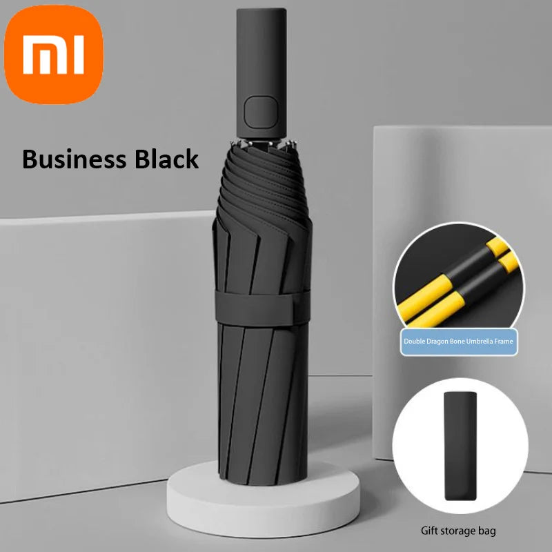 Xiaomi 24 Automatic Umbrella Open Close Light Collapsible Large Format Outdoor Sunshade UV Protection Automatic Umbrella Bone Solid Color
