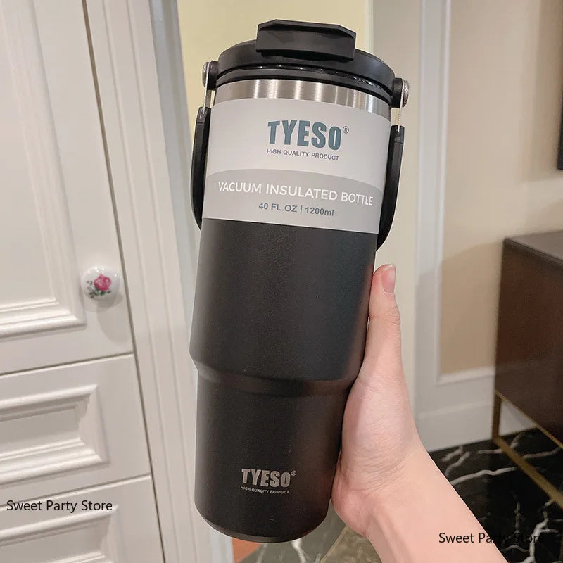 TYESO Stainless Steel Double-layer Coffee Cup Cold And Hot Car Mug Vacuum Flask Travel Thermos Bottle Portable Car Water Bottle