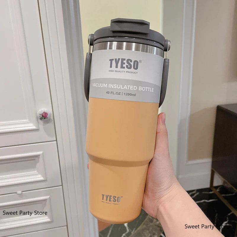 TYESO Stainless Steel Double-layer Coffee Cup Cold And Hot Car Mug Vacuum Flask Travel Thermos Bottle Portable Car Water Bottle