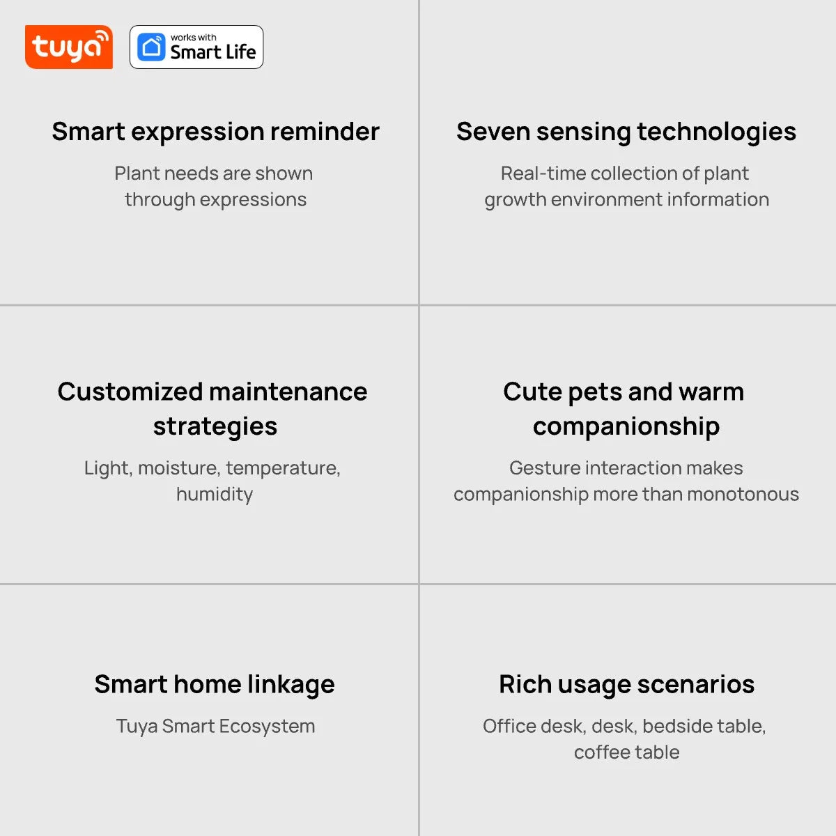Smart Planter Tuya Ivy Endless Fun Over 49 Rich Expressions,7 smart sensors,AI Chips Make Raising Plants Easy and Fun