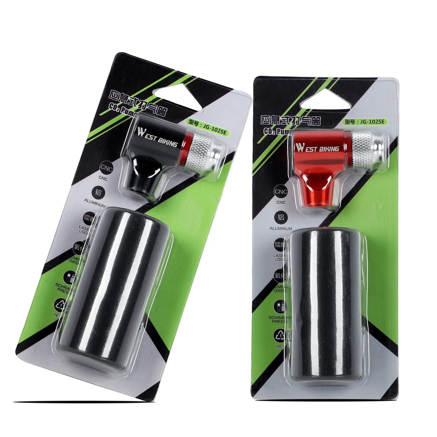 WEST BIKING Portable Bike Pump CO2 Air Inflator Insulated Cover Schrader & Presta Valve Mini Bicycle Pump Bicycle Accessories