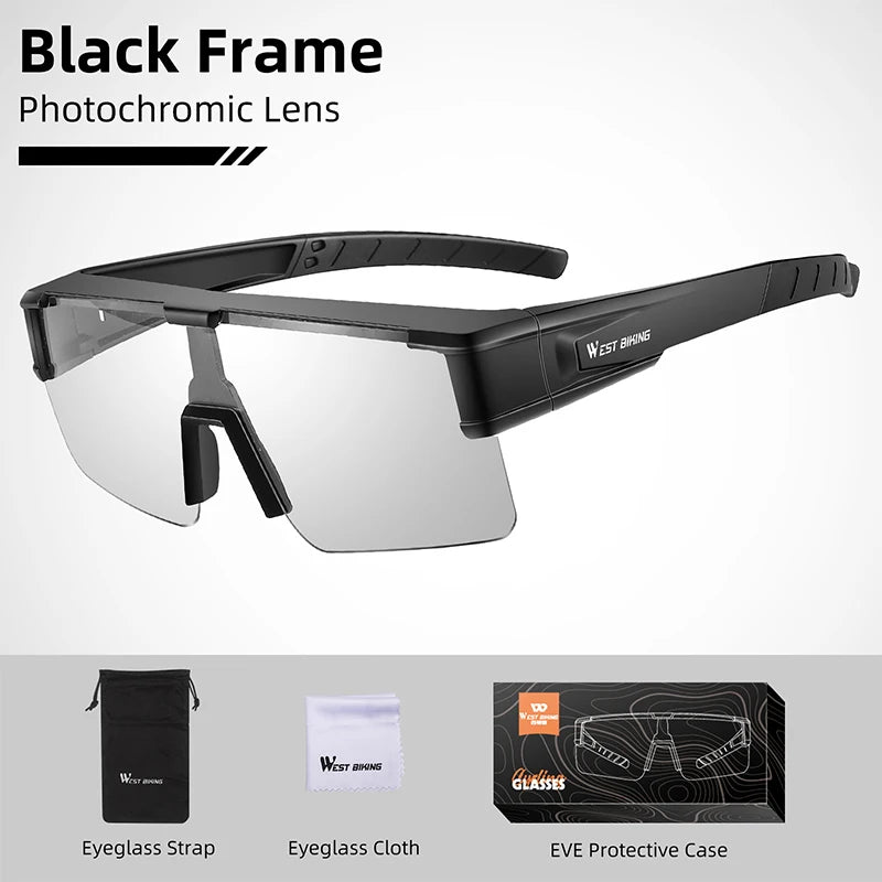 WEST BIKING Cycling Glasses Photochromic MTB Road Bike Glasses UV400 Protection Sunglasses Sport Polarized Eyewear Goggles