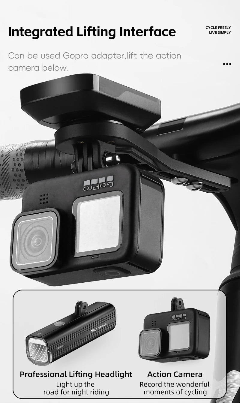 WEST BIKING Cycling Computer Holder For Garmin/Bryton/Wahoo Speedometer Bike Lights&Camera Mount MTB Road Bicycle Accessories