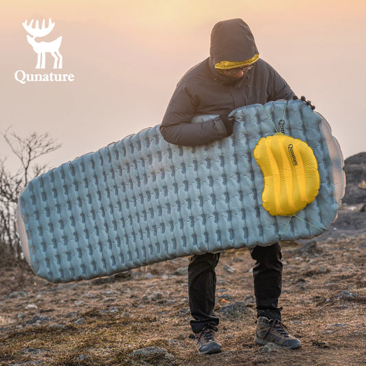 Qunature Outdoor Camping Inflatable Mattress Sleeping Pad Ultralight Hiking Waterproof Picnic Pad Foldable Sleeping Mattress