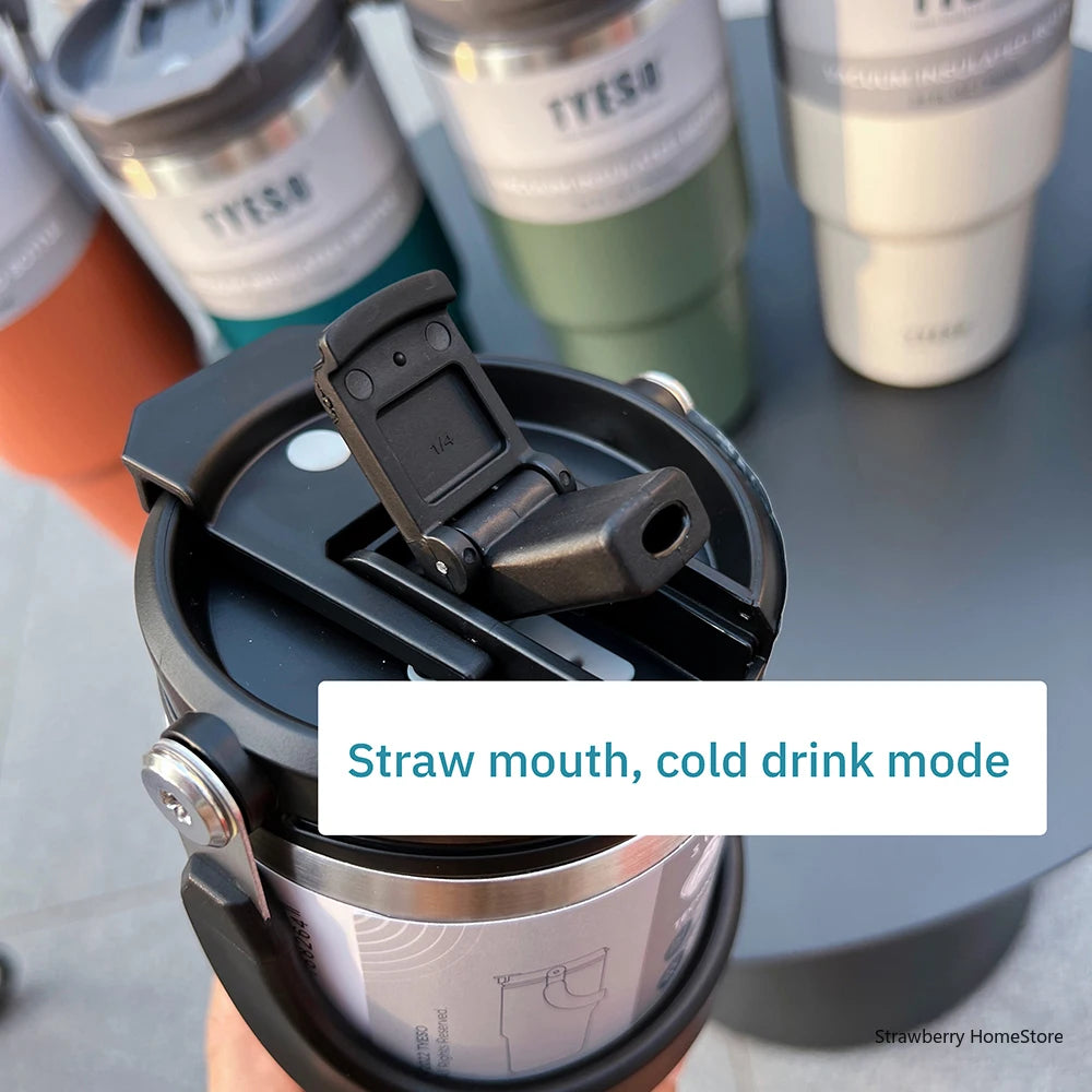 TYESO Stainless Steel Double-layer Coffee Cup Cold And Hot Car Mug Vacuum Flask Travel Thermos Bottle Portable Car Water Bottle