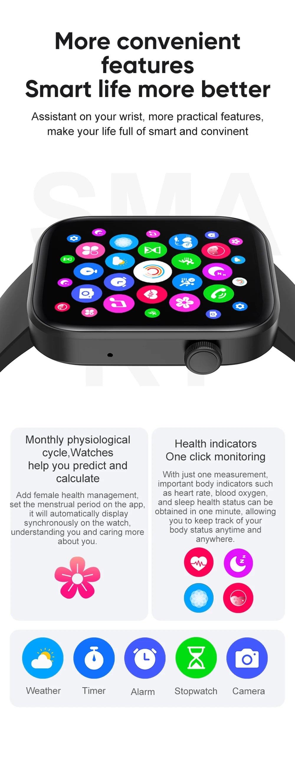 Smartwatch Men Women Health Monitoring IP68 Waterproof COLMI P71 Voice Calling  Smart Notifications Voice Assistant Smart Watch