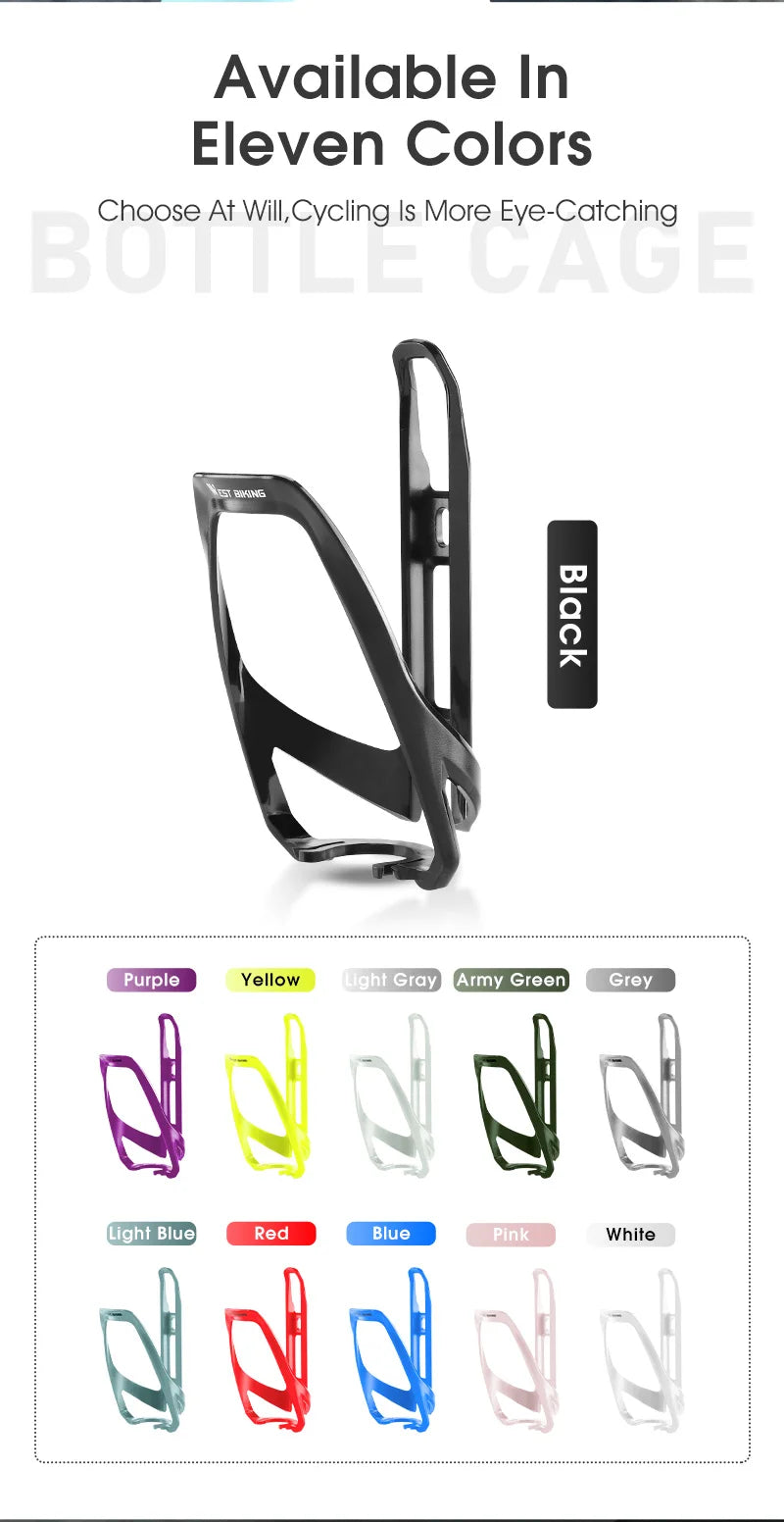 WEST BIKING Cycling Water Bottle Cage Multicolor Bottle Bracket Lightweight One-piece MTB Road Bike Bottle Cage Drink Cup Stand
