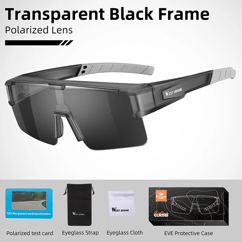 WEST BIKING Cycling Glasses Photochromic MTB Road Bike Glasses UV400 Protection Sunglasses Sport Polarized Eyewear Goggles